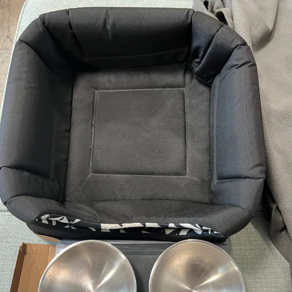 Cat house/bed reversible Accessory Bundle - Elevated cat Bowls stainless steel